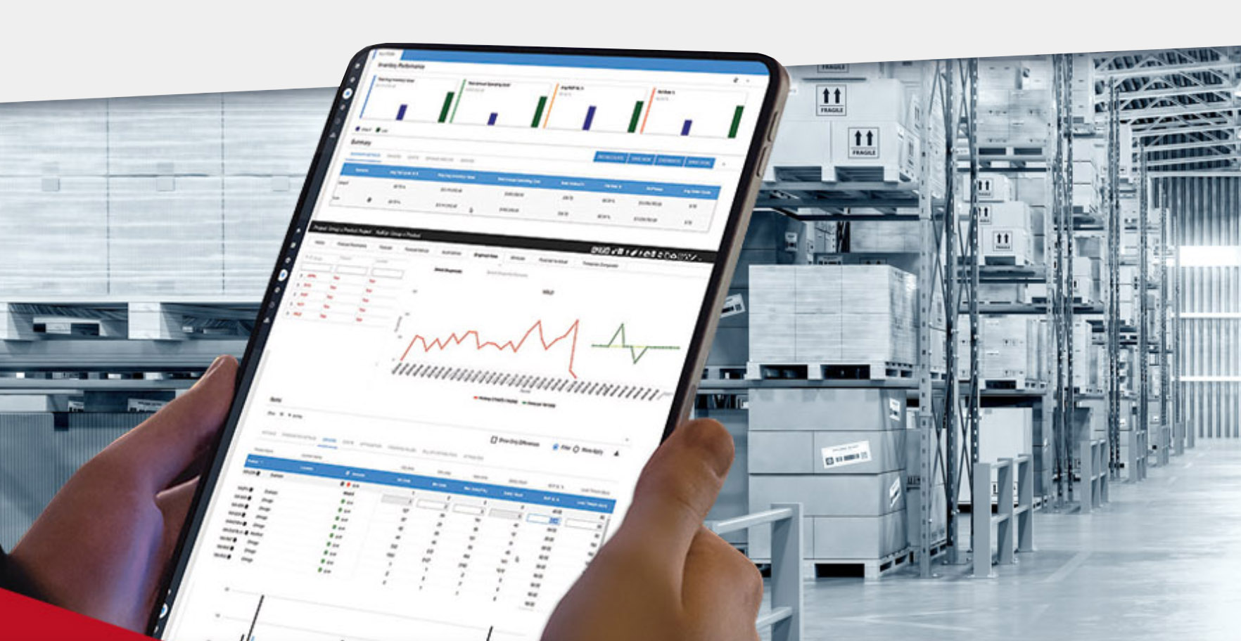 Ipad with business data of improved Demand & Inventory Planning 2