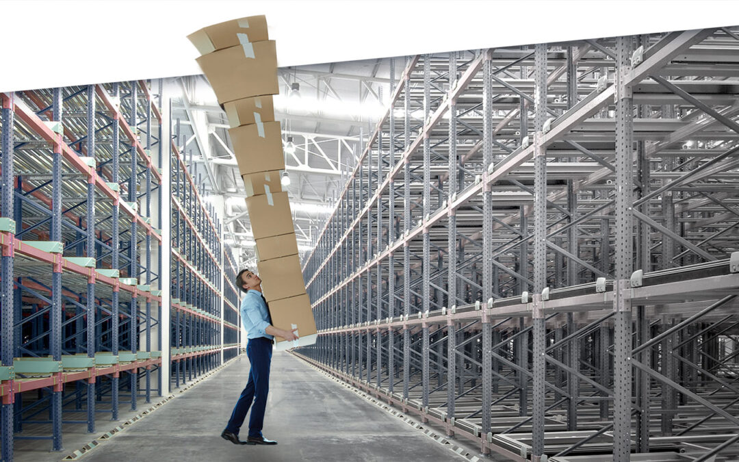 Warehouse shelving storage, shortages, ovestock system software